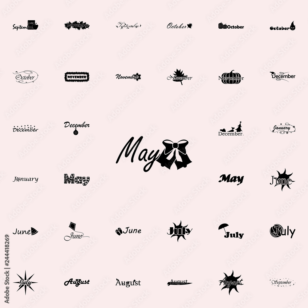 Poster may icon. name of month icons universal set for web and mobile