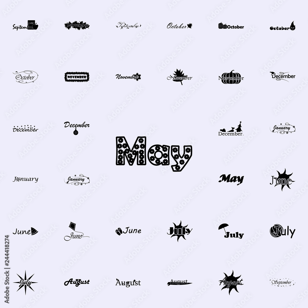 Poster may icon. name of month icons universal set for web and mobile