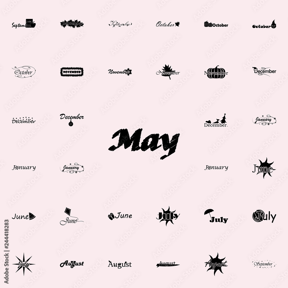 Poster may icon. name of month icons universal set for web and mobile