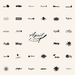 April icon. Name of month icons universal set for web and mobile