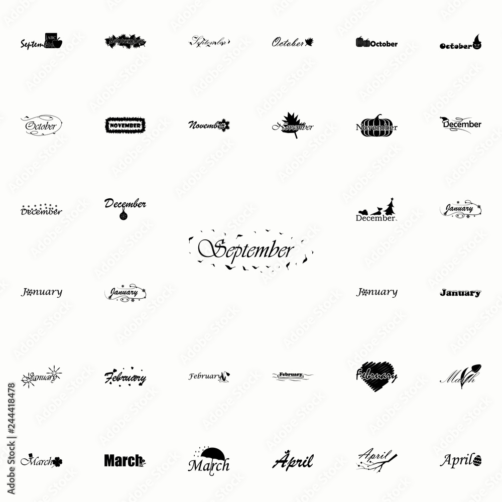Poster september icon. name of month icons universal set for web and mobile