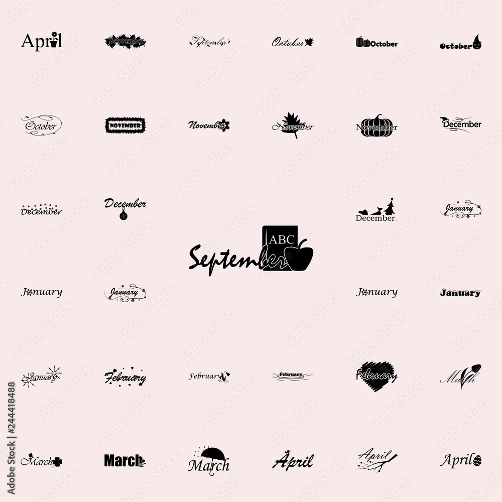 Poster september icon. name of month icons universal set for web and mobile
