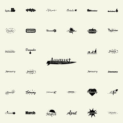 August icon. Name of month icons universal set for web and mobile