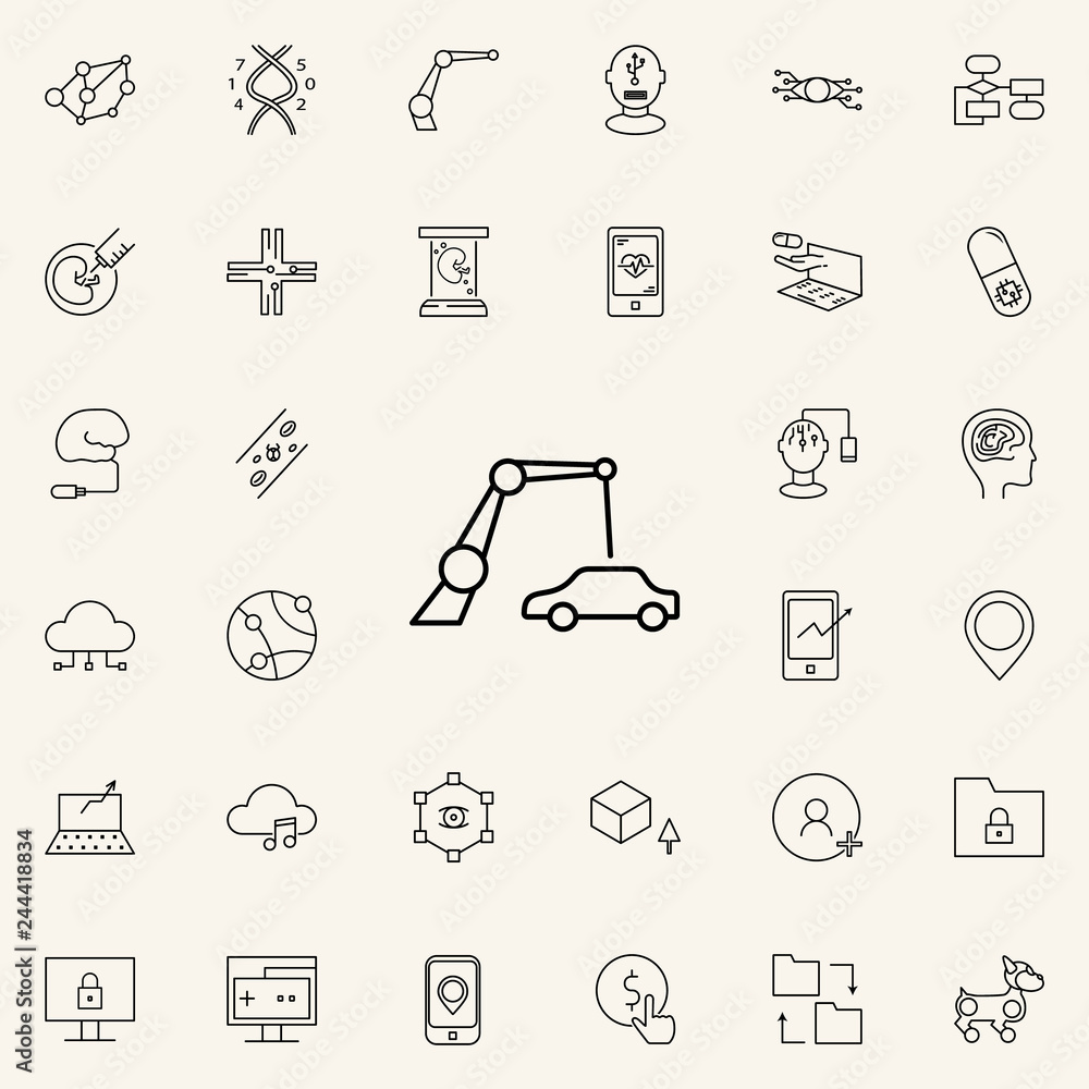Aufkleber robotics car production icon. new technologies icons universal set for web and mobile