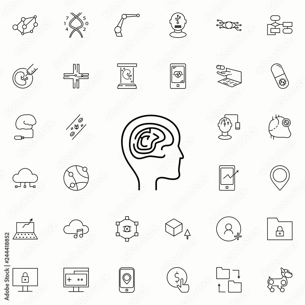 Poster intelligence brain icon. new technologies icons universal set for web and mobile