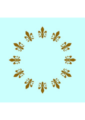 Fototapeta premium Fantasy square blue flag with golden heraldic lions, royal, bourbon lily, a symbol of peace, unity and greatness