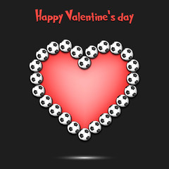 Happy Valentines Day. Heart from the soccer balls