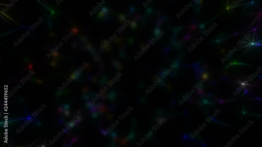Poster the window for the text of the multi-colored stars.flying in a fantasy abstract science, technology 