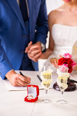 Wedding ceremony with wife and husband
