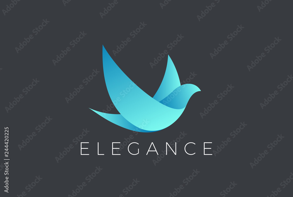 Sticker flying bird logo design vector. dove pigeon cosmetics icon