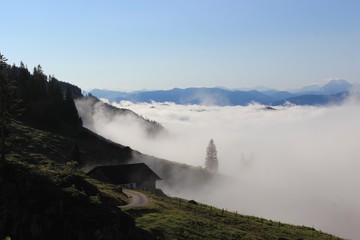 Above the Mountain Valley Clouds