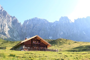 Austrian Mountain Hut at Sunrise