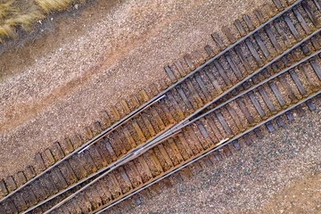 Fototapete Rund Luftbild railroad tracks aerial view  © MarekPhotoDesign.com