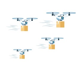 Flying Air Delivery Drone with Cardboard Box Set
