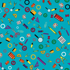 seamless vector pattern with school icons for year planer, calendar, organizer on light background