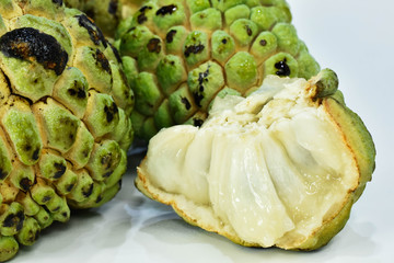 Exotic Brazilian fruit as known as "Fruta do Conde or Fruta Pinha". Scientific name: Annona squamosa.