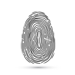 Fingerprint vector icon isolated on write with shadow. Security access authorization system. Electronic signature. Biometric technology for person identity.