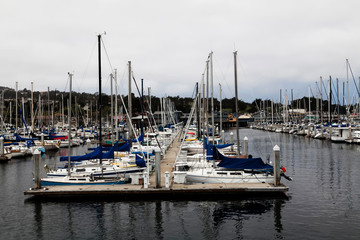 Monterey California Maria Overcast Sky Sailboats In Slips