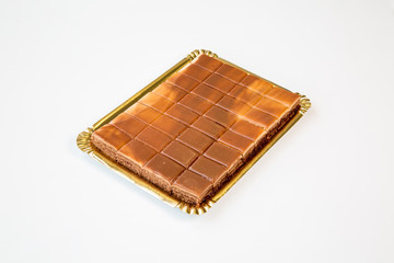 chocolate cupcakes in a tray on white background