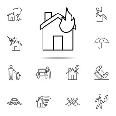 burning house line icon. Insurance icons universal set for web and mobile