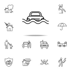 drowned car line icon. Insurance icons universal set for web and mobile