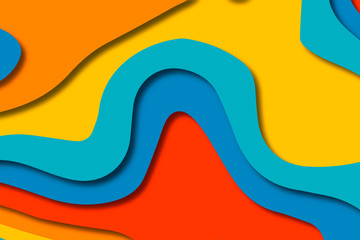 Paper art cartoon abstract waves. Paper carve background. Modern origami design template.Paper cut background. Abstract realistic paper decoration for design textured