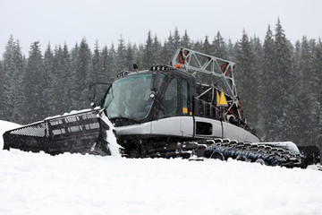 New modern snow plow at mountain resort
