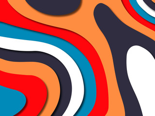 Paper art cartoon abstract waves. Paper carve background. Modern origami design template.Paper cut background. Abstract realistic paper decoration for design textured