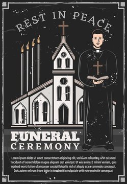Funeral ceremony service, church priest