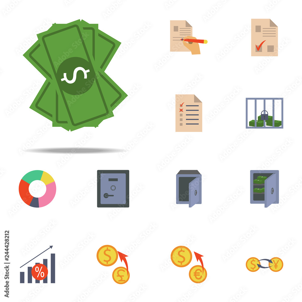 Poster dollar banknotes colored icon. banking icons universal set for web and mobile