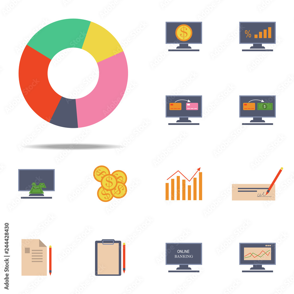 Poster pie chart colored icon. banking icons universal set for web and mobile