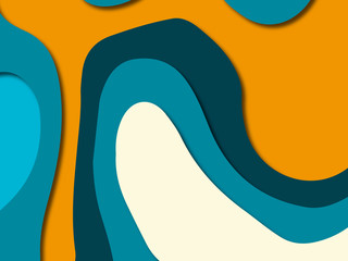Paper art cartoon abstract waves. Paper carve background. Modern origami design template.Paper cut background. Abstract realistic paper decoration for design textured