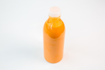 natural orange juice in a plastic bottle