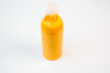 natural orange juice in a plastic bottle