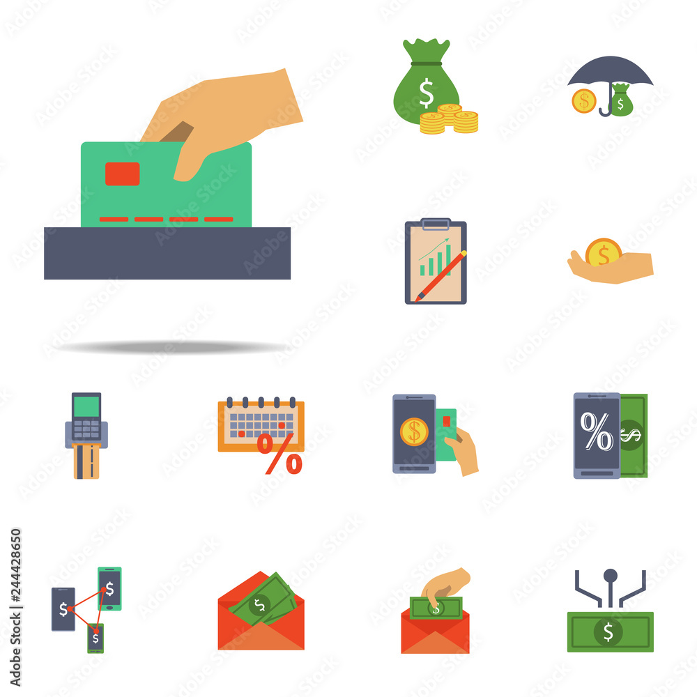 Poster draw a map colored icon. banking icons universal set for web and mobile