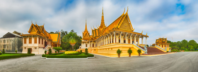 The throne hall inside the Royal Palace in Phnom Penh, Cambodia. Panorama