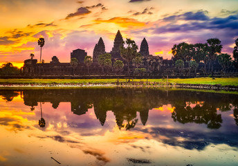 Angkor Wat temple at sunrise. Siem Reap. Cambodia