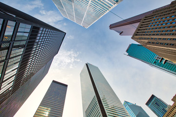 Obraz na płótnie Canvas Toronto skyline in financial downtown district near Bay and King intersection