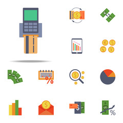 pos terminal and credit card colored icon. Banking icons universal set for web and mobile