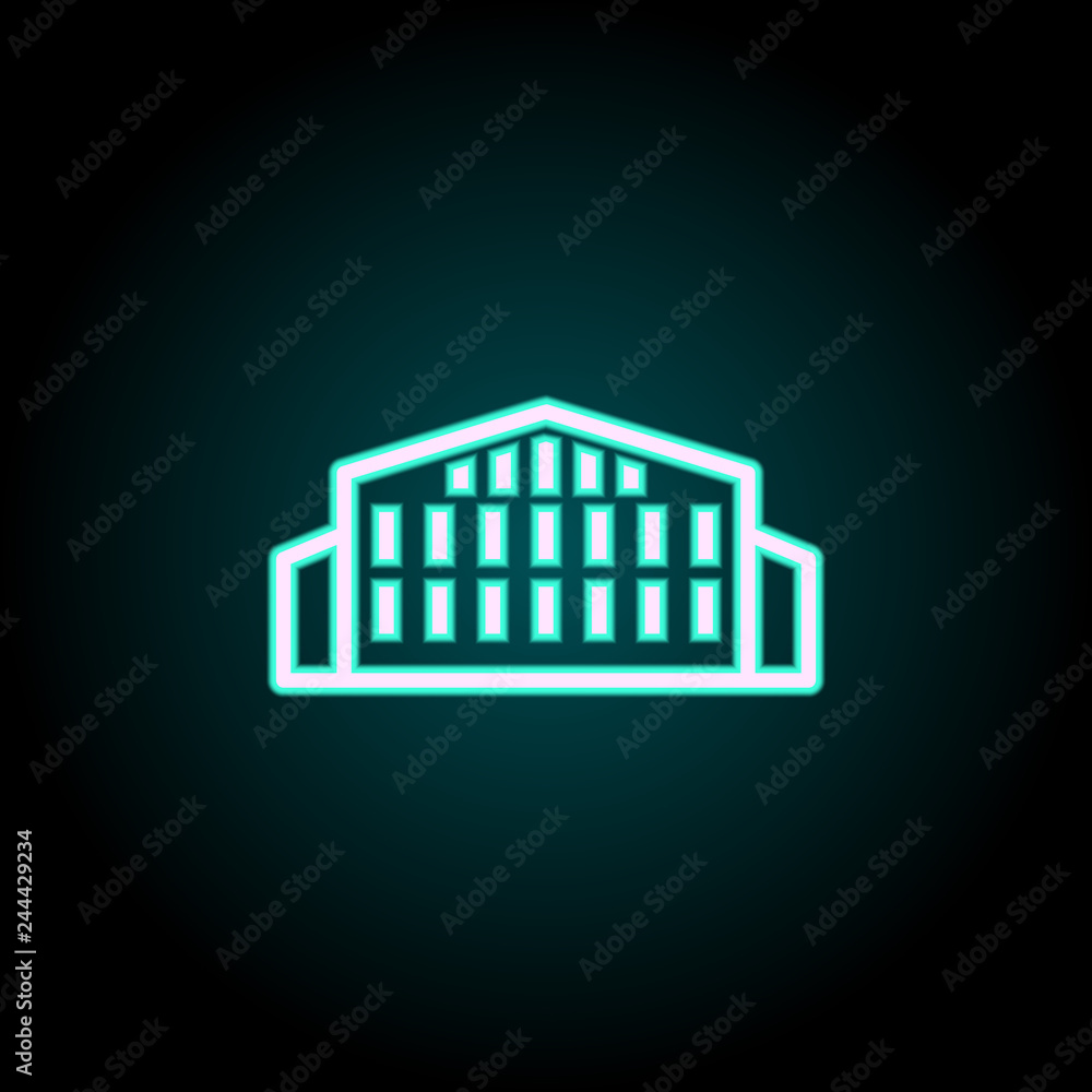 Poster university icon. elements of buildings in neon style icons. simple icon for websites, web design, mo