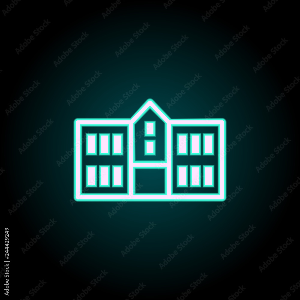Poster university icon. elements of buildings in neon style icons. simple icon for websites, web design, mo