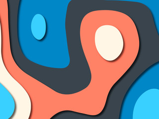 Paper art cartoon abstract waves. Paper carve background. Modern origami design template.Paper cut background. Abstract realistic paper decoration for design textured