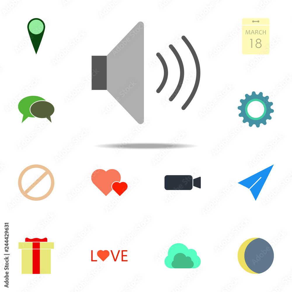 Aufkleber sound icon. color web icons universal set for web and mobile