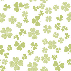 Abstract seamless pattern with green shamrock