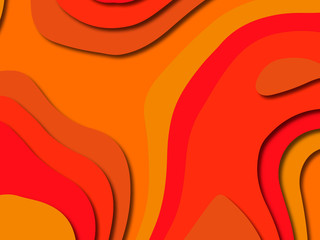 Paper art cartoon abstract waves. Paper carve background. Modern origami design template.Paper cut background. Abstract realistic paper decoration for design textured