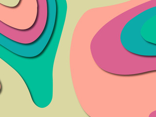 Paper art cartoon abstract waves. Paper carve background. Modern origami design template.Paper cut background. Abstract realistic paper decoration for design textured