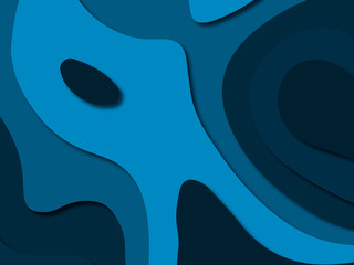 Paper art cartoon abstract waves. Paper carve background. Modern origami design template.Paper cut background. Abstract realistic paper decoration for design textured