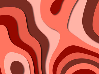 Paper art cartoon abstract waves. Paper carve background. Modern origami design template.Paper cut background. Abstract realistic paper decoration for design textured