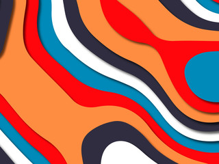 Paper art cartoon abstract waves. Paper carve background. Modern origami design template.Paper cut background. Abstract realistic paper decoration for design textured