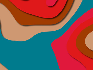 Paper art cartoon abstract waves. Paper carve background. Modern origami design template.Paper cut background. Abstract realistic paper decoration for design textured